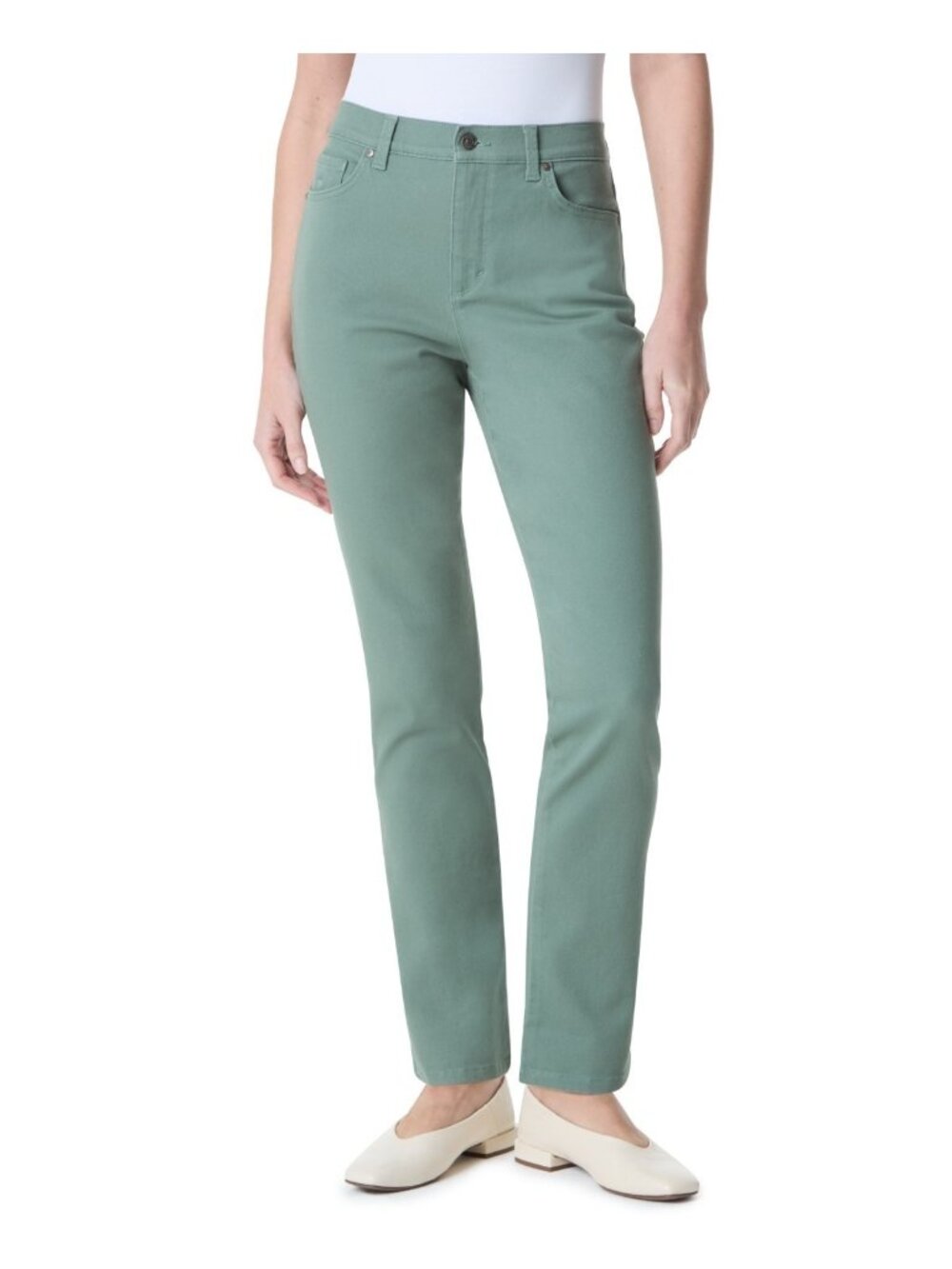Gloria Vanderbilt Amanda Straight-Leg Jeans Petite Size 10P Olive Green